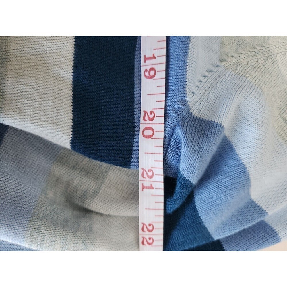 Lands End Womens Button Down Cardigan 100% Supima Cotton Sz L Blue/grey Stripe - Picture 8 of 9